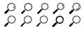 Magnifying glass icon collection. Black magnifier icons. Set of black search symbol collection