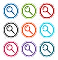 Magnifying glass icon flat round buttons set illustration design Royalty Free Stock Photo