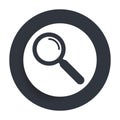 Magnifying glass icon flat vector round button clean black and white design concept isolated illustration Royalty Free Stock Photo