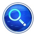 Magnifying glass icon futuristic blue round button vector illustration Royalty Free Stock Photo