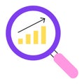 A magnifying glass icon with a graph, representing data analysis, data exploration, data visualization, statistics, analytics, Royalty Free Stock Photo