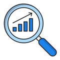 A magnifying glass icon with a graph, representing data analysis, data exploration, data visualization, statistics, analytics, Royalty Free Stock Photo