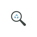 Magnifying glass icon, recycle icon Royalty Free Stock Photo