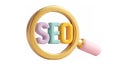 Magnifying glass icon with SEO letters Royalty Free Stock Photo