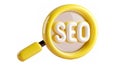 Magnifying glass icon with SEO letters Royalty Free Stock Photo