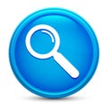 Magnifying glass icon glass shiny blue round button isolated design vector illustration Royalty Free Stock Photo