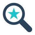 Magnifying glass icon with star sign. Magnifying glass icon and best, favorite, rating symbol