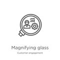 magnifying glass icon vector from customer engagement collection. Thin line magnifying glass outline icon vector illustration. Royalty Free Stock Photo