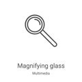 magnifying glass icon vector from multimedia collection. Thin line magnifying glass outline icon vector illustration. Linear Royalty Free Stock Photo