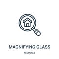 magnifying glass icon vector from removals collection. Thin line magnifying glass outline icon vector illustration. Linear symbol Royalty Free Stock Photo