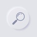 Magnifying Glass icon, White Neumorphism soft UI Design.