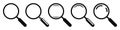 Magnifying glass instrument set icon, magnifying sign, glass, magnifier or loupe sign, search Ã¢â¬â vector Royalty Free Stock Photo