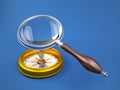 Magnifying glass investigate golden compass