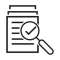 Magnifying glass like check assess. scrutiny plan vector icon