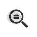 Magnifying glass looking for employment isolated web icon