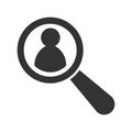 Magnifying glass looking for people icon. Recruitment icon. Vector illustration. Royalty Free Stock Photo