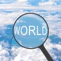 Magnifying glass looking WORLD