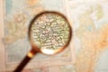 Magnifying glass and map Royalty Free Stock Photo