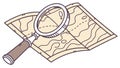 Magnifying Glass on a Map with Location Pin, vector design Generative AI Royalty Free Stock Photo