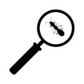 Magnifying glass with marching ants over white background