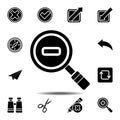 a magnifying glass with a minus sign, zoom out icon. Simple glyph vector element of web, minimalistic icons set for UI and UX, Royalty Free Stock Photo