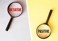 Magnifying Glass On Missing Puzzle with POSITIVE NEGATIVE Word, Antonym Concept and Selective Focus