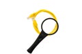 Magnifying glass with networking cable isolated on white background Royalty Free Stock Photo