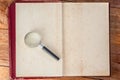 Magnifying glass and old books Royalty Free Stock Photo