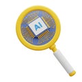 Magnifying Glass Over AI Microchip Circuit Board on White Background artificial intelligence Royalty Free Stock Photo
