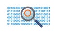 Magnifying glass over binary code for data analysis and security, vector design Generative AI Royalty Free Stock Photo