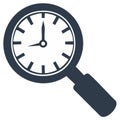 Magnifying Glass Over Clock Face Indicating Time Search or Investigation Royalty Free Stock Photo