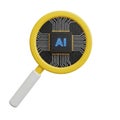 Magnifying Glass Over a Computer Chip with \
