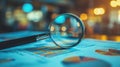 a magnifying glass over a detailed statistical Royalty Free Stock Photo
