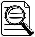 Magnifying glass over document with lines, search or analysis concept Royalty Free Stock Photo