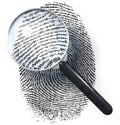 Magnifying glass over dot grid fingerprint Royalty Free Stock Photo