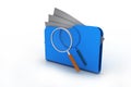 Magnifying glass over the folders