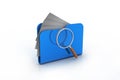 Magnifying glass over the folders