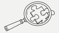Magnifying Glass Over a Jigsaw Puzzle Piece, Problem Solving, vector design Generative AI Royalty Free Stock Photo