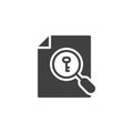 Magnifying glass over a keyword list vector icon Royalty Free Stock Photo