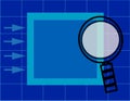 Magnifying glass over presentation folder with grid Royalty Free Stock Photo