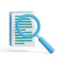 Magnifying Glass Over Stack of Documents with Teal Lines on White Background lens search Royalty Free Stock Photo