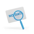 Magnifying Glass Over White Card with Blue 3D Text NODATA on White Background search Royalty Free Stock Photo