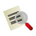 Magnifying glass with paper document files icon