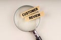 On the magnifying glass are paper strips with the inscription - Customer Review