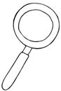 Magnifying glass with pen, vector illustration in doodle style, coloring book