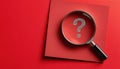 Magnifying Glass And Question Mark Symbol On Red Paper With Copy Space Royalty Free Stock Photo