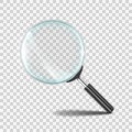 Magnifying glass. Realistic zoom lens icon with transparent glass, research loupe 3D concept. Vector search tool symbol Royalty Free Stock Photo