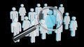 Magnifying glass recruiting people illustration 3D rendering Royalty Free Stock Photo