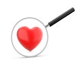 Magnifying glass & red heart Royalty Free Stock Photo