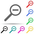 magnifying glass reduce multi color style icon. Simple thin line, outline vector of web icons for ui and ux, website or mobile Royalty Free Stock Photo